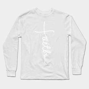 'Faith' Cross Religious Christian Design in white Long Sleeve T-Shirt
